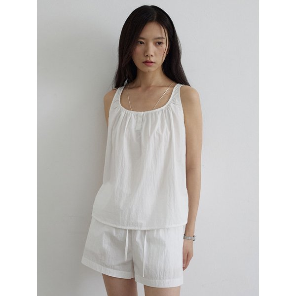 스퀘어넥 셔링 슬리브리스 탑_WHITE