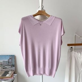 썸머 카라 나시 니트 티셔츠_P403502894