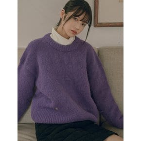 KN4243 Hairy wool round knit_Purple