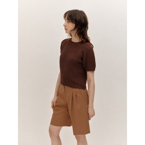 ROUND NECK PUFF SLEEVES KNIT (COCOA)