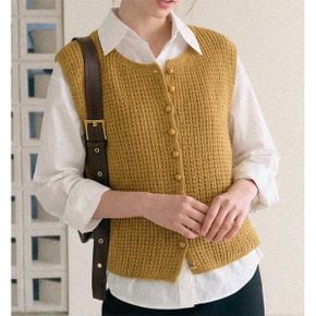 라운드넥 싸게단추 조끼베스트 366F96_P437667266