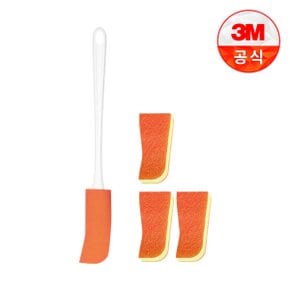 스테인레스/유리병용 보틀 수세미(핸들 1입+리필 1입)+리필 1입 3개