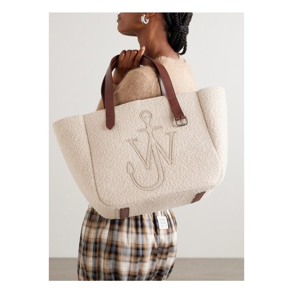 벨트 가죽 트리밍 자수 펠트 토트 베이지 46376663162878799