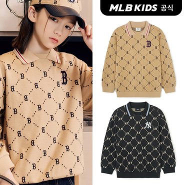 MLB키즈 (공식)24SS 다이아 모노그램 카라 맨투맨 (2color) 7AMTMD141