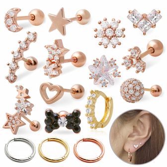 메리그린 14K골드핀 피어싱 + 링피어싱 SET