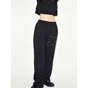 HEART EYELET SWEAT PANTS (BLACK)