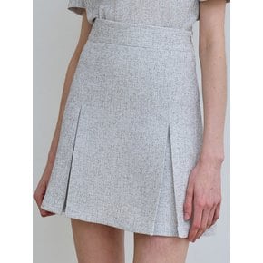 j775 tweed slit mini skirt (ivory)