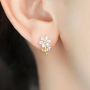 순은 카멜리아 진주 플라워 귀걸이 [주문제작]