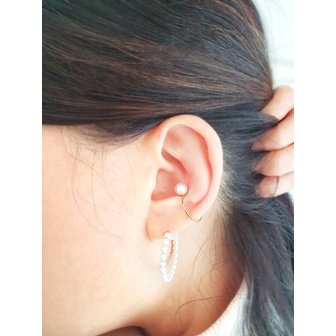 라코하 Simple Line pearl ear cuff (실버 진주 이어 커프)