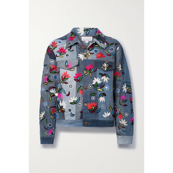 아쉬시 장식 자수 패치워크 데님 재킷 블루 1647597315994759