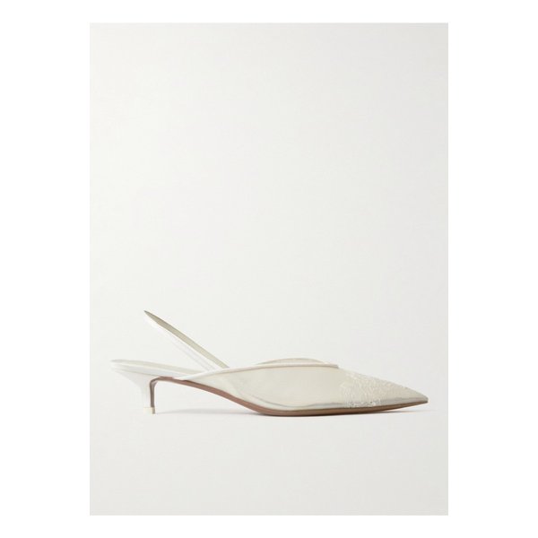 이레나 새틴 레이스 트리밍 메시 슬링백 펌프스 크림 1647597334853972