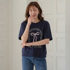 카리벤 리본 프린팅 7부 티셔츠