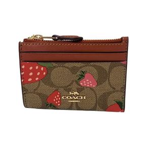 미국 코치 여성지갑 COACH Mini Skinny Id Case In Signature Canvas With Strawberry Print Sty