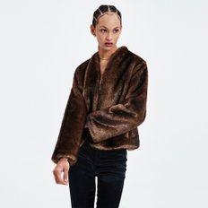 DARIA FUR JACKET DARK BROWN