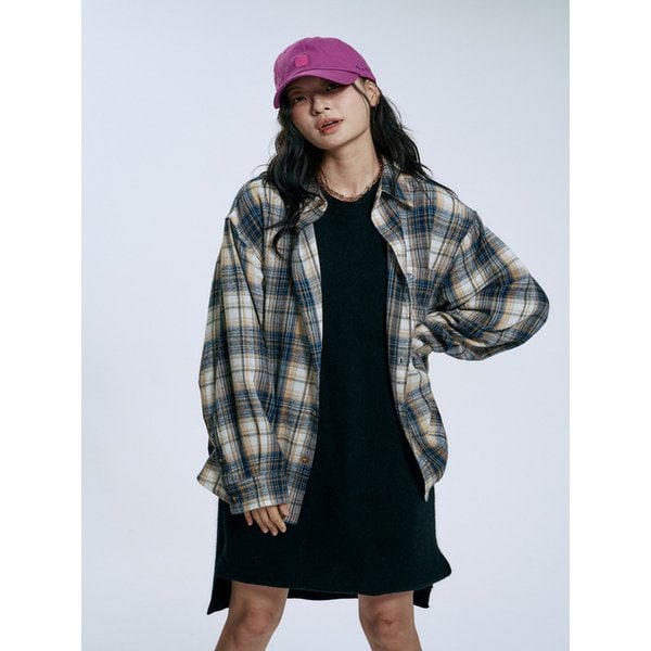 Vintage Overfit Wappen Check Shirt_Navy