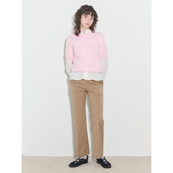 [B. my] 리본 패턴 반소매 니트  핑크 (BF5251N02X)