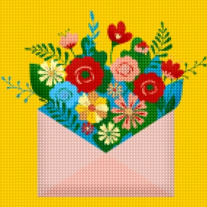 투코비 DIY 보석십자수 25x25 꽃편지 D25-4