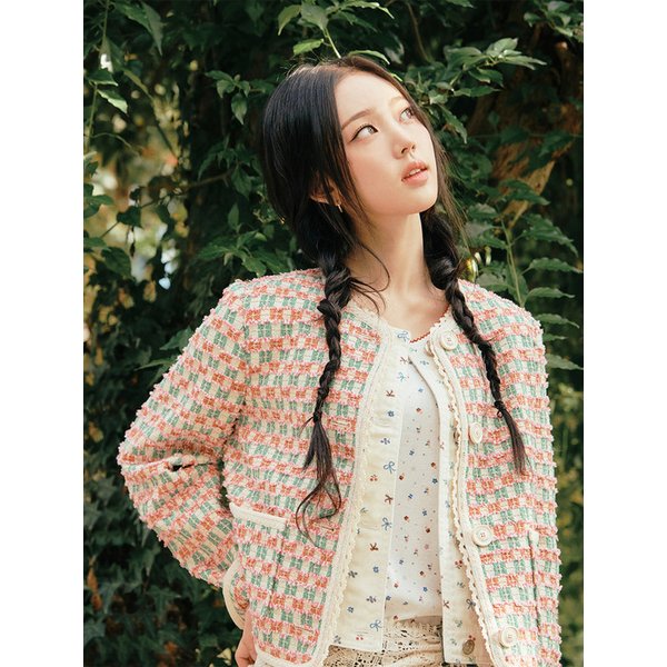 [KiiiKiii PICK] 레이스 디테일 트위드 자켓_T262MJK138W