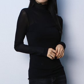 시스루 망사 프릴 폴라티