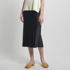 Bias Cut Silk Skirt Black