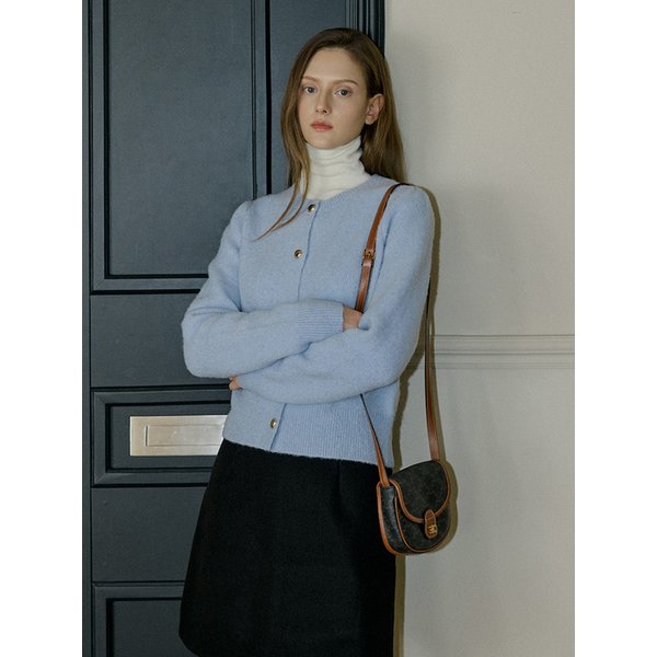 Boucle Puff Sleeve Cardigan Sky Blue AT5SWF023SL