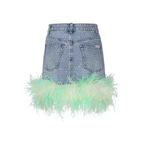 24FW 셀프 포트레이트 데님 스커트 RS24816SKHOTFIXDENIMBLUE Green