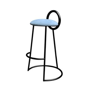 Hoop Bar Stool (matt black frame)_ Sky