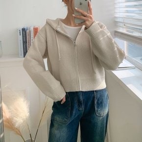 꾸안꾸 이너 골지 니트 후드 집업 베이직 가디건 (4color)