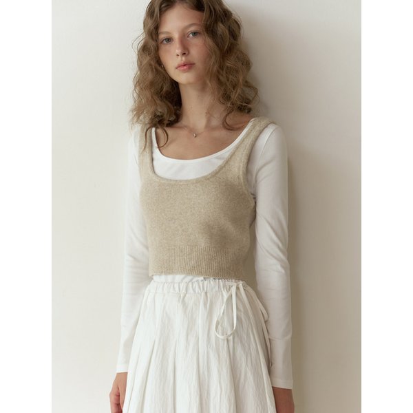 [리퍼브] Peche knit vest (beige)