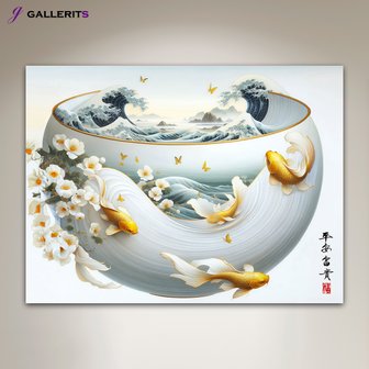 GALLERITS 재물운 달항아리 그림 풍수 인테리어 거실 액자 가게오픈선물