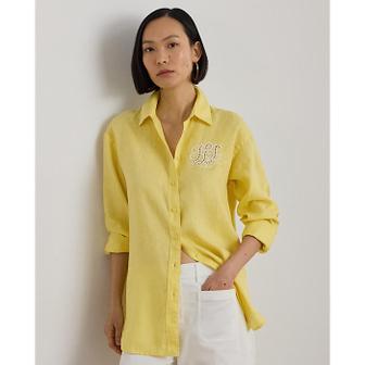 로렌 랄프 로렌 릴렉스핏 아일릿 로고 리넨 셔츠(WMLRSHTS6820559700)