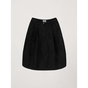 VOLUME SUEDE SKIRT_BLACK