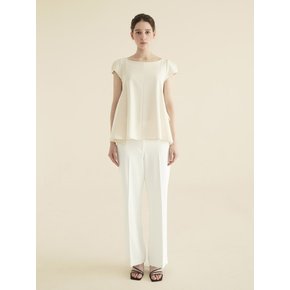 boat neck overlap blouse_cream
