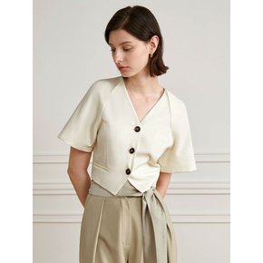 YY_V-neck crop shirt_IVORY