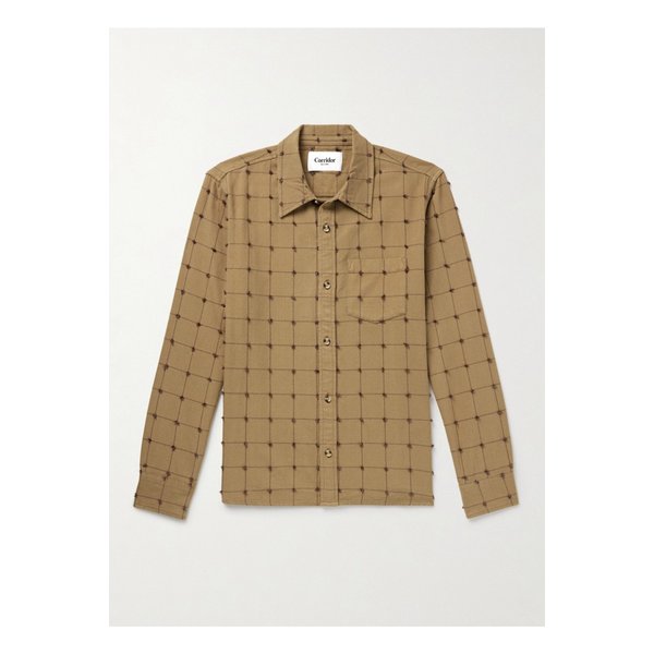코리더 루어 체크 필 쿠페 코튼 셔츠 브라운 1647597347218561