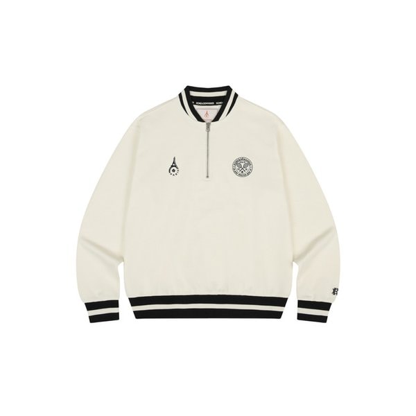 [남녀공용] PARIS 레터링 하프집업 스웻셔츠