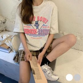 영문 곰돌이 레터링 티셔츠 맨투맨 레이스 나시 형광