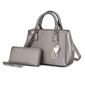 이스퀘어 4680103 MKF Collection by Mia k. Ruth Vegan Leather Womens Satchel Bag with Wallet  2 piec