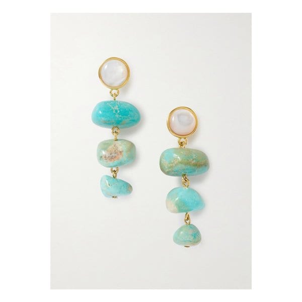 리지 포르투나토 올드 월드 골드 도금 터쿼이즈 자개 이어링 블루 46376663162907508