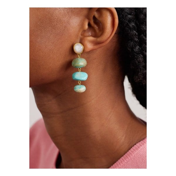 리지 포르투나토 올드 월드 골드 도금 터쿼이즈 자개 이어링 블루 46376663162907508