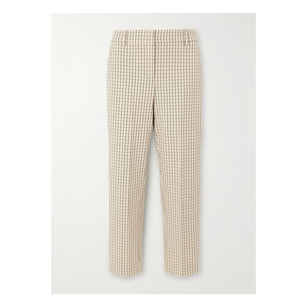 체크 크롭 트윌 테이퍼드 팬츠 베이지 1647597332619555