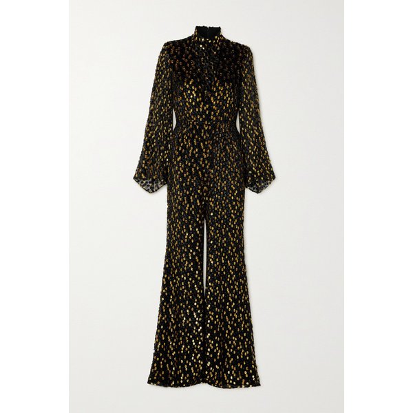 Metallic Fil Coupé Chiffon Jumpsuit 블랙 13452677152552403