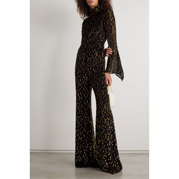 Metallic Fil Coupé Chiffon Jumpsuit 블랙 13452677152552403