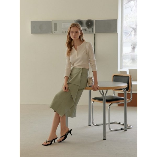 [리퍼브] RUFFLE MIDI SKIRT SAGE