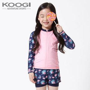 쿠기 여아동 집업 래쉬가드 수영복 4종세트 KG-M691