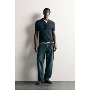ZARA 자라 레귤러 핏 니트 폴로 카라티 셔츠 네이비 블루 0304427401 0304427 1267028