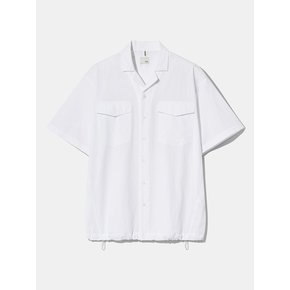 3-Stitch Open Collar Cotton 1/2 Shirt S135 White