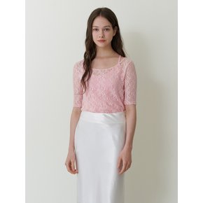 layered lace top - baby pink