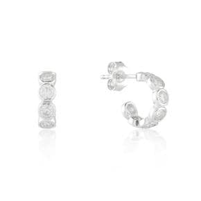 아우리 주얼리 이어링 E1494 Ortigia Mini Moissanite & Silver Hoop Earrings