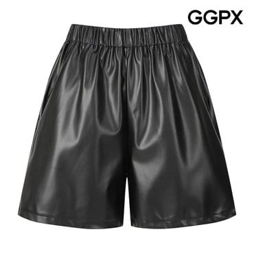 GGPX 4부 안감 기모 페이크 레더 밴딩 팬츠 (GP8PT019F)
